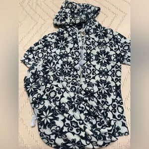BCBGMaxAzria Navy and blue Patterned Hooded Zip Jacket